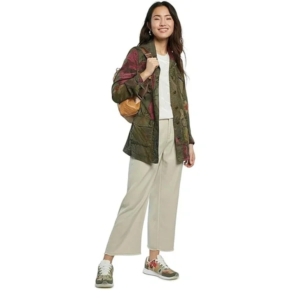 DESIGUALCamoasis Khaki Floral Parka Jacket SS21 Style 21SWEN13Size Medium